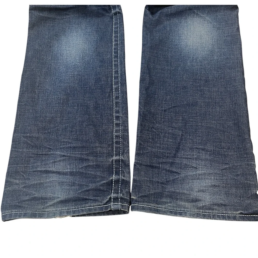 Vintage Monarchy Jeans‎ Mens 36x37 Medium Wash Distressed Denim Whisker Fade Y2K